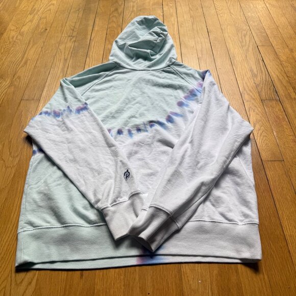 Peloton Size L White Blue Sunburst Tie-Dye Half Zip Pullover Hoodie Sweatshirt - Picture 15 of 15